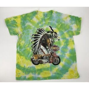 RARE 1994 Harley-Davidson 3D Emblem Tie-Dye XL T-Shirt Native Chief Vintage